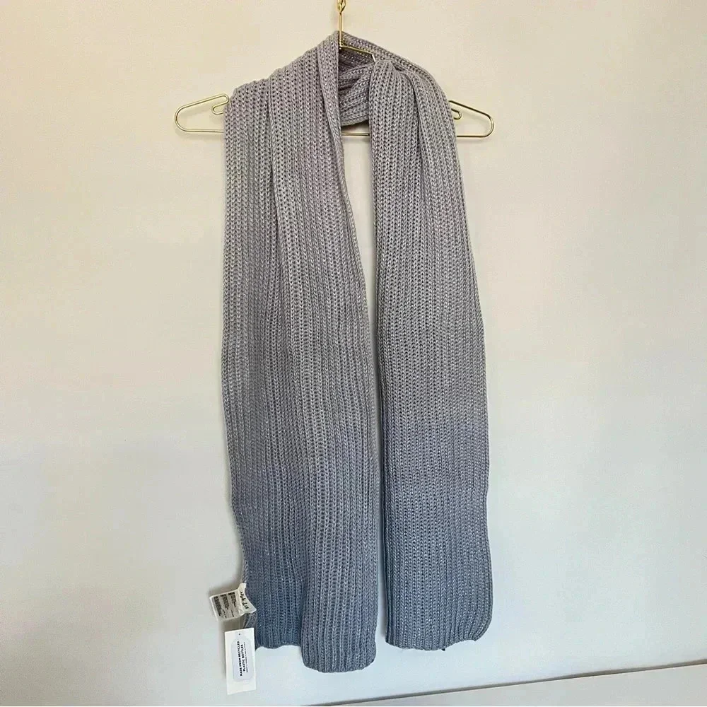 Style & Co Gray Knit Scarf With Silver Treads